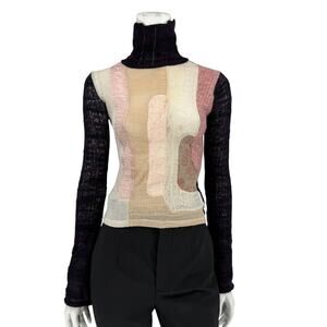 Custo Barcelona Patchwork Knit Turtleneck Sweater – Size: 1 (Small)